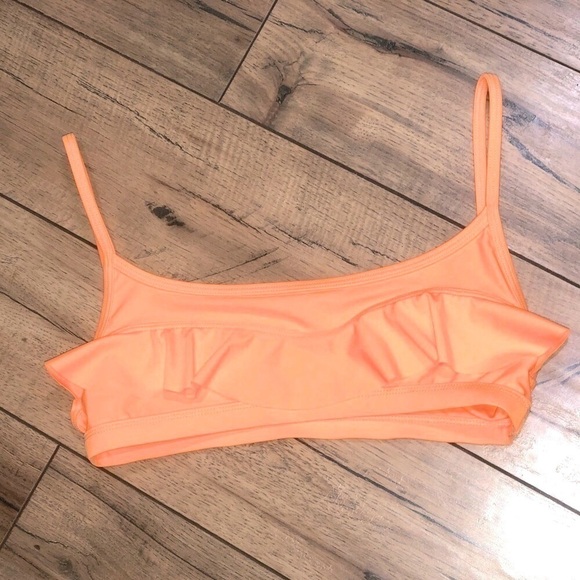 NWOT Free People Gnash Frilla Bikini Top Neon Orange Size 6 - Picture 1 of 7